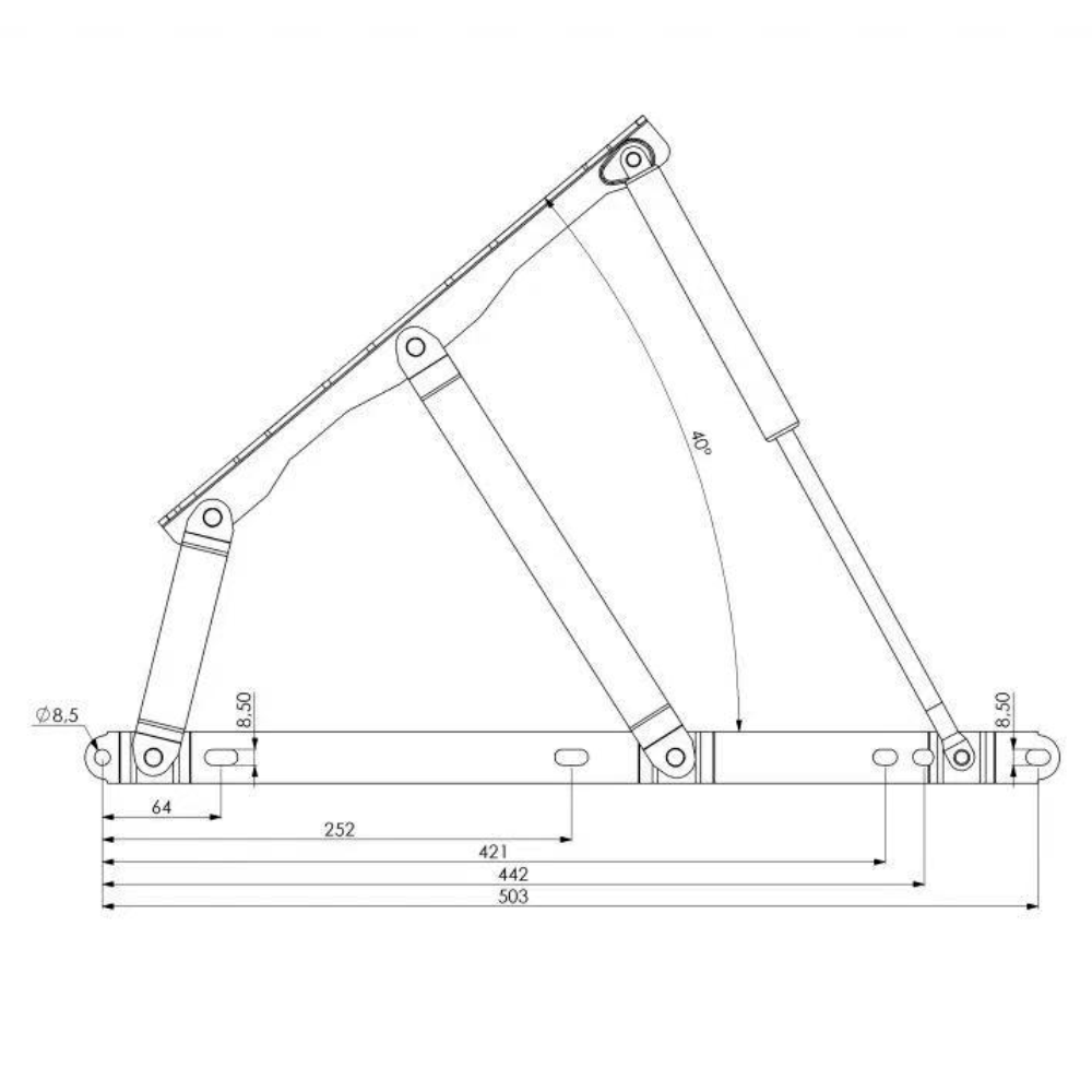 pneumatisch opbergbedliftmechanisme